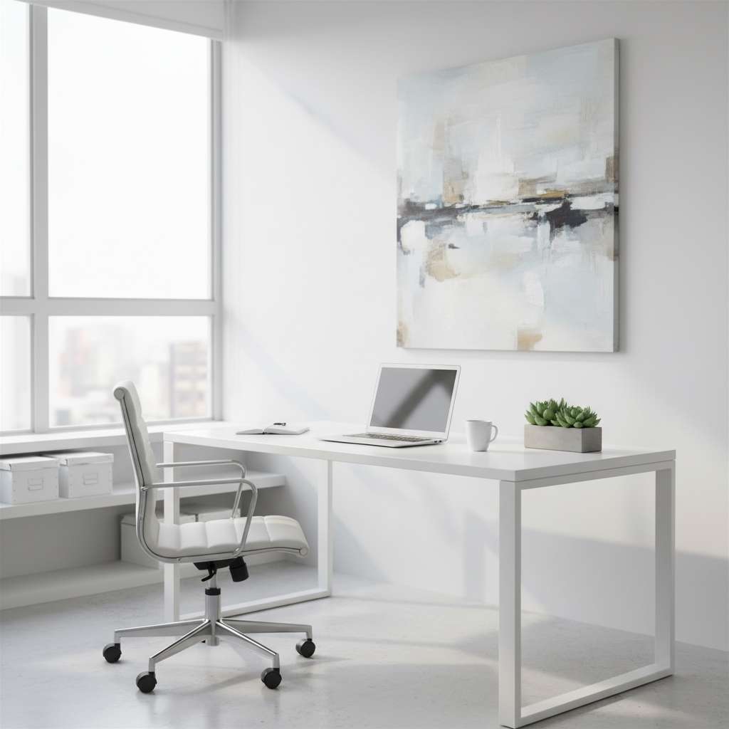 Escritorio blanco minimalista