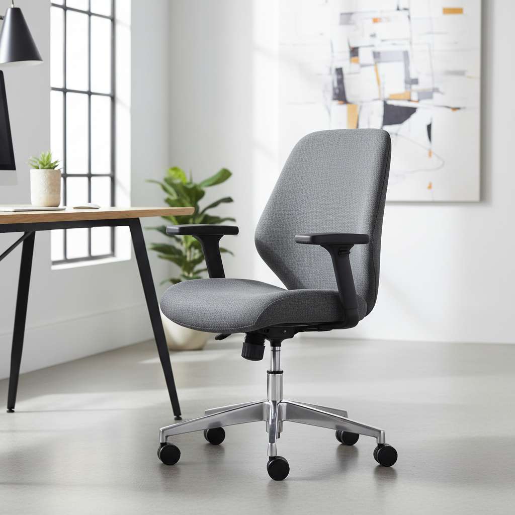 Silla operativa de tela gris diseño moderno